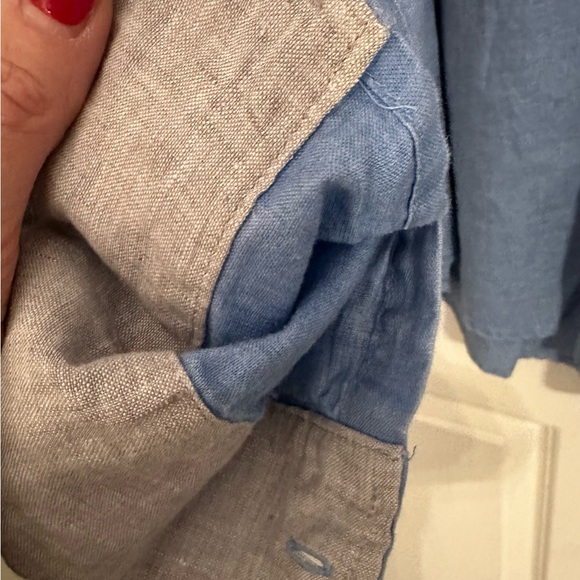 NWT Saks Fifth Avenue Light Blue Linen Button Down Shirt Size XL - Picture 10 of 10